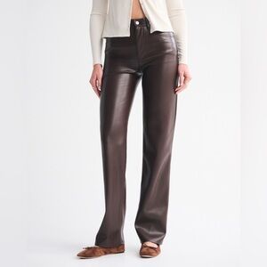 High Rise 90s Relaxed Vegan Leather Pant Coffee Sz 29 / 8W